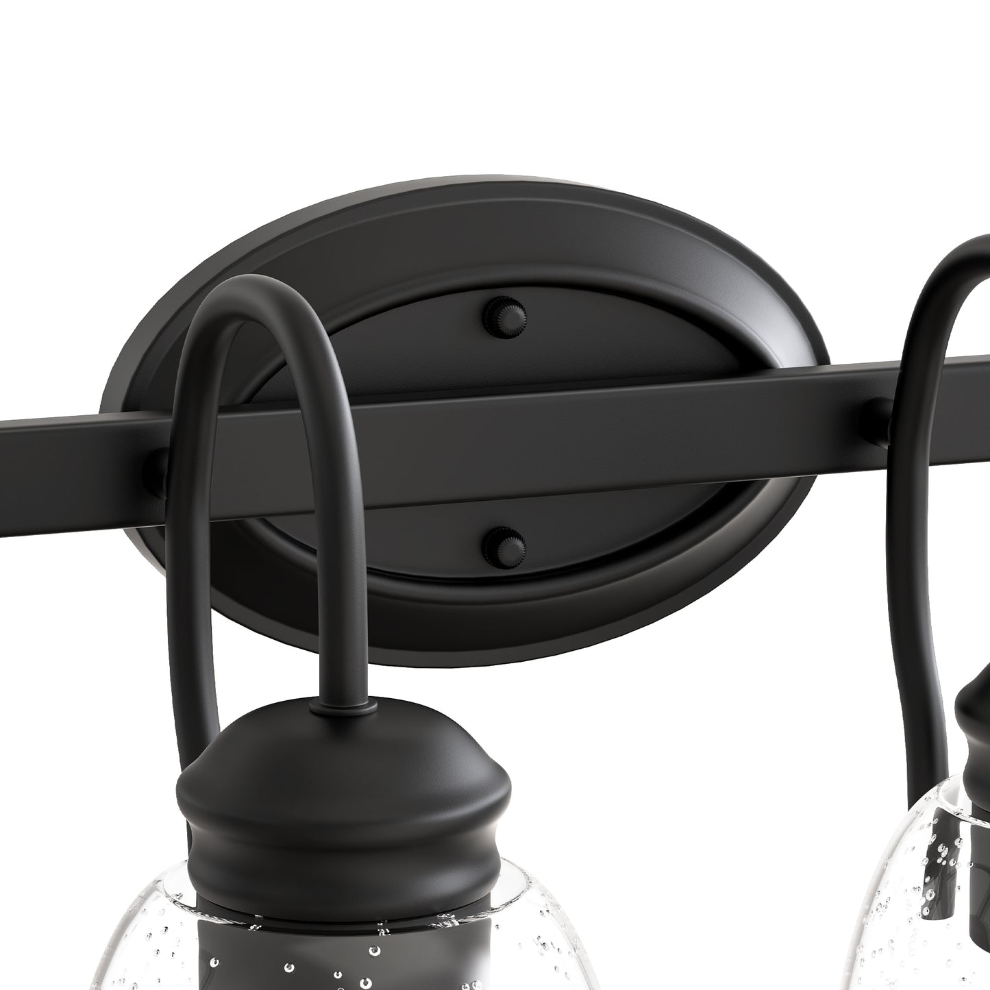YANSUN 25.2 in KD 4-Light Vanity Light with Teardrop Glass Shades and Matte Black Powder-Coated Finish, E26 Bulbs Not Included