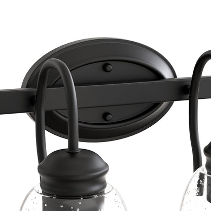 YANSUN 25.2 in KD 4-Light Vanity Light with Teardrop Glass Shades and Matte Black Powder-Coated Finish, E26 Bulbs Not Included
