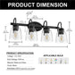 YANSUN 25.2 in KD 4-Light Vanity Light with Teardrop Glass Shades and Matte Black Powder-Coated Finish, E26 Bulbs Not Included