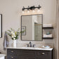 YANSUN 25.2 in KD 4-Light Vanity Light with Teardrop Glass Shades and Matte Black Powder-Coated Finish, E26 Bulbs Not Included