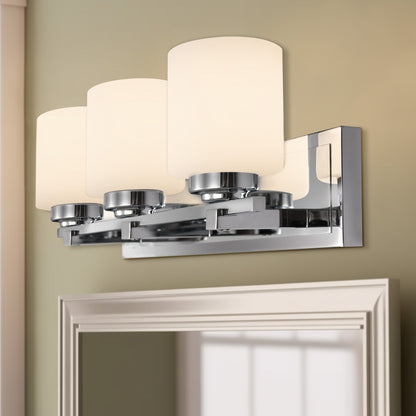 22 in. 3-Light Chrome Bathroom Vanity Light with Milk White Glass Shades for Mirror