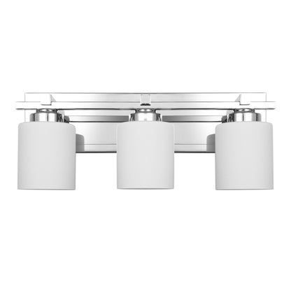 22 in. 3-Light Chrome Bathroom Vanity Light with Milk White Glass Shades for Mirror