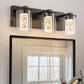 17 in. 3-Light Integrated LED Bathroom Black Vanity Light with Crystal Accents, Dimmable and Adjustable Lighting