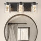 YANSUN 17 in. 3-Light LED for Vanities Black Vanity Light with Crystal Accents Dimmable
