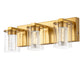 YANSUN 17 in. Modern 3-Light Gold Crystal Integrated LED Vanity Light for Bathroom, Dimmable with Adjustable White