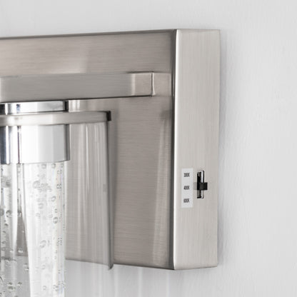 24 in. 4-Light Brushed Nickel Integrated LED Bathroom Vanity Light Fixture Dimmable with White/Neutral/Warm Light