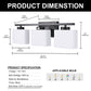 22 in. 3 Light Matte Black Modern Square Vanity Light for Bathroom, Bedroom, Living Roomwith Milk White Shades