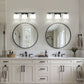 22 in. 3 Light Matte Black Modern Square Vanity Light for Bathroom, Bedroom, Living Roomwith Milk White Shades