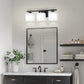 22 in. 3 Light Matte Black Modern Square Vanity Light for Bathroom, Bedroom, Living Roomwith Milk White Shades