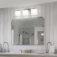 22 in. 3 Light Nickel Modern Square Vanity Light for Bathroom, Bedroom, Hallway with Milk White Glass Shades