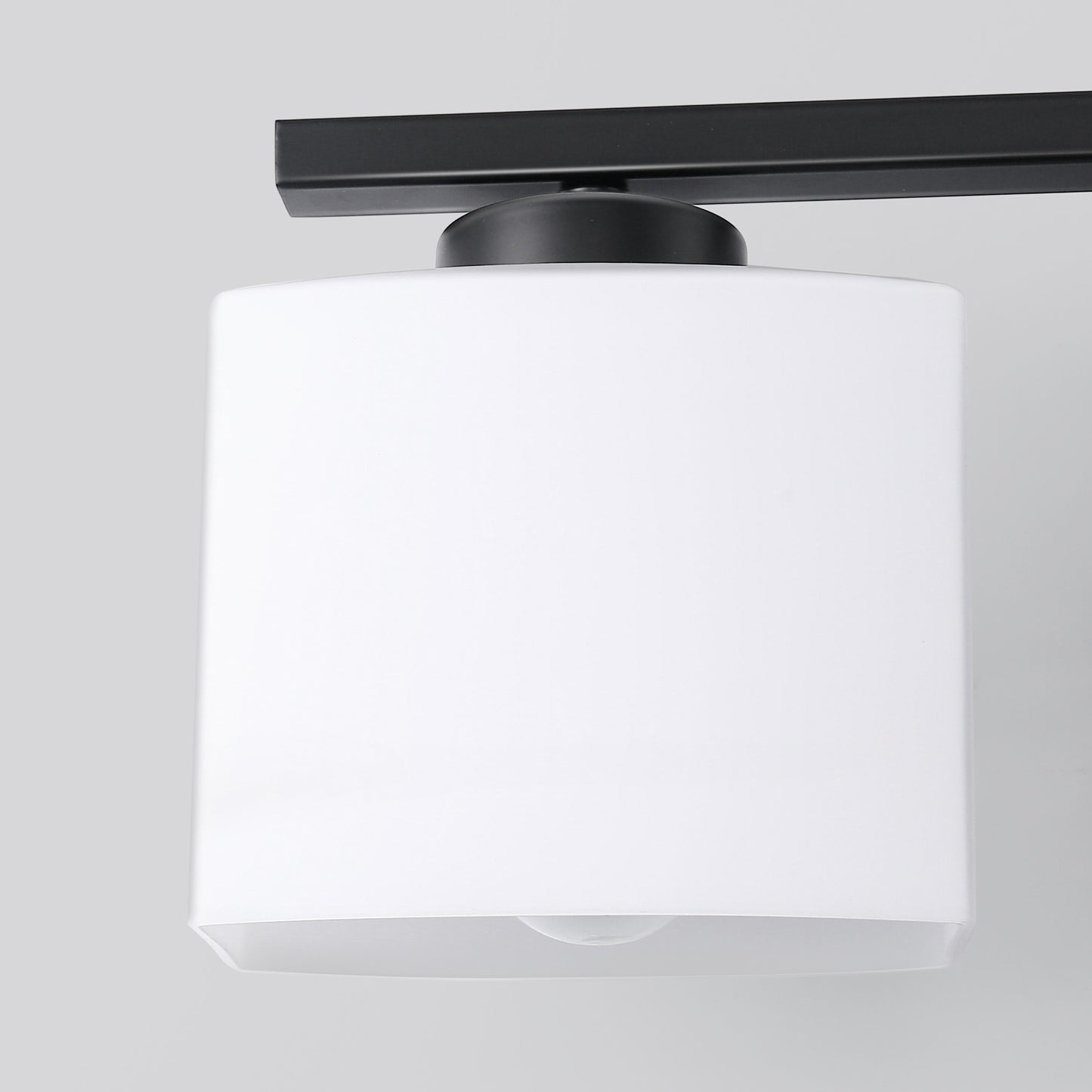 31 in. 4 Light Matte Black Modern Square Vanity Light for Bathroom, Bedroom, Hallway with Milk White Glass Shades