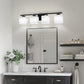 31 in. 4 Light Matte Black Modern Square Vanity Light for Bathroom, Bedroom, Hallway with Milk White Glass Shades