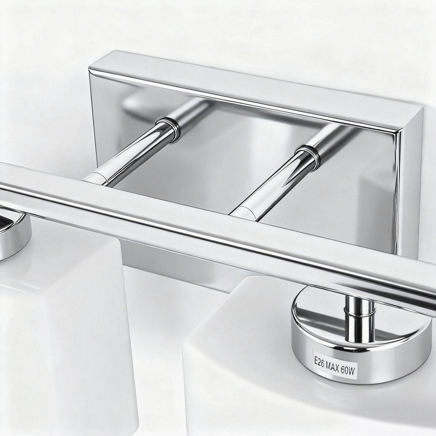 YANSUN 4-Light Vanity Bathroom Mirror Light, Rectangular Opal Glass Shades in Chrome Finish (5.5"x4.7")
