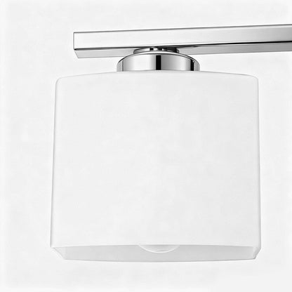 YANSUN 4-Light Vanity Bathroom Mirror Light, Rectangular Opal Glass Shades in Chrome Finish (5.5"x4.7")
