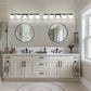 40 in. 5 Light Matte Black Modern Square Vanity Light with Milk White Glass Shades for Large Mirror in Bathroom