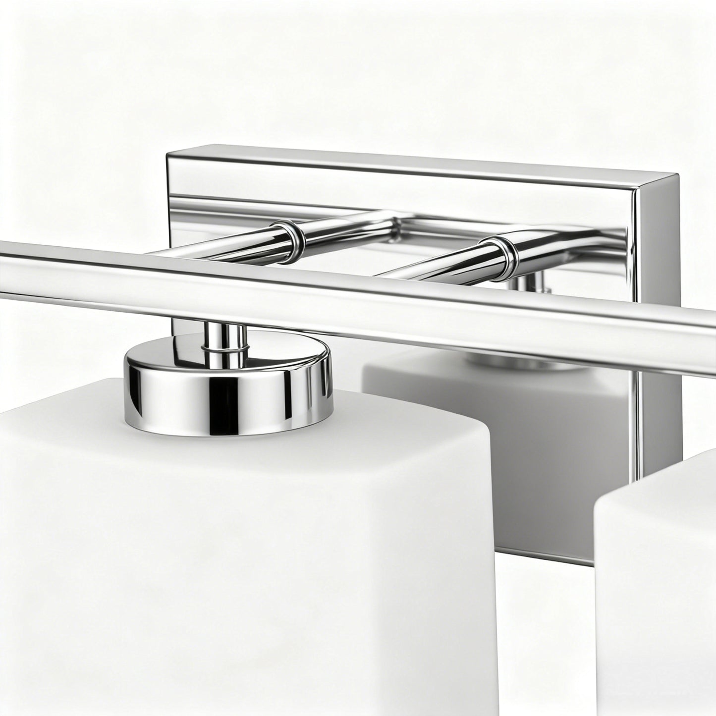 YANSUN 5-Light Bathroom Vanity Mirror Light, Rectangular Opal Glass Shades in Chrome Finish (5.5"x4.7")