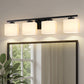 YANSUN 30.7 in KD 4-Light Vanity Light with Square Glass Shades and Matte Black Finish, E26 Bulbs Not Included