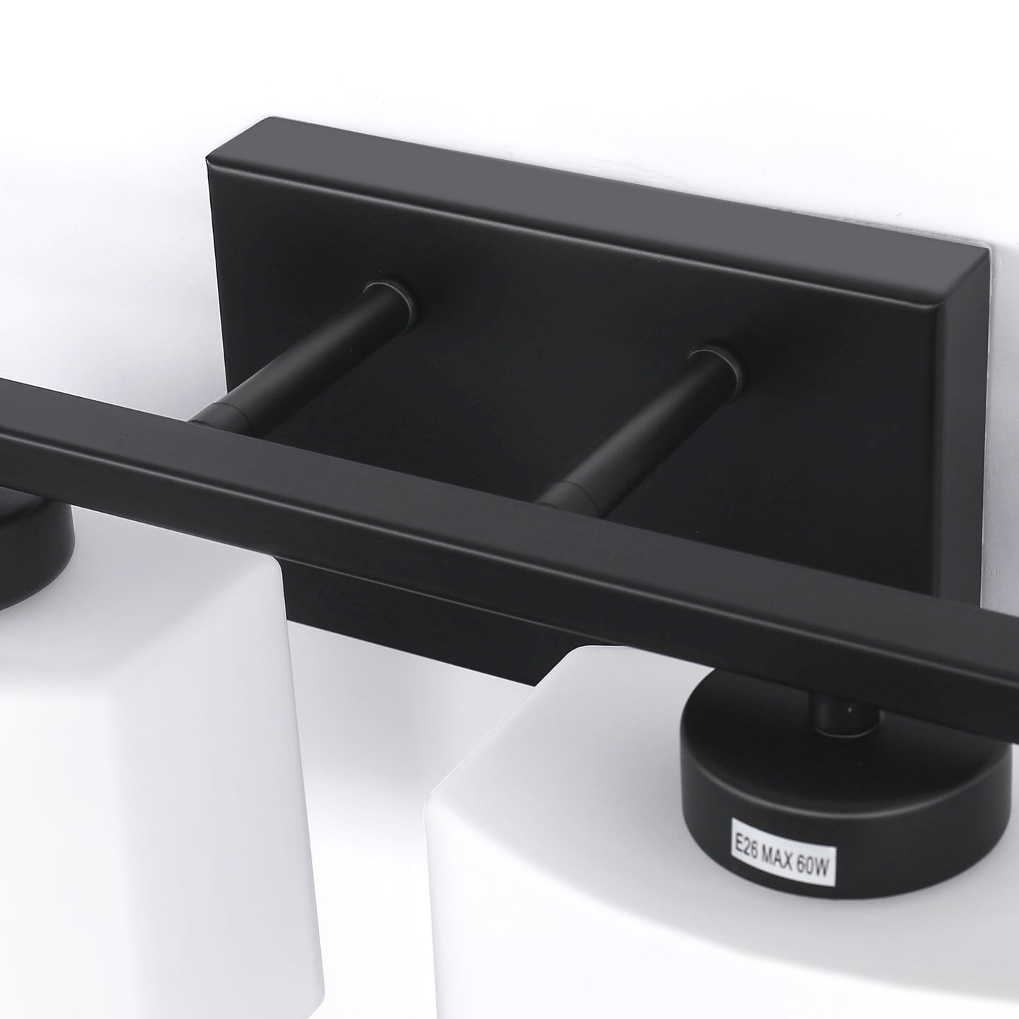 YANSUN 30.7 in KD 4-Light Vanity Light with Square Glass Shades and Matte Black Finish, E26 Bulbs Not Included