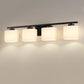 YANSUN 30.7 in KD 4-Light Vanity Light with Square Glass Shades and Matte Black Finish, E26 Bulbs Not Included