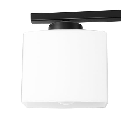 YANSUN 40 in. 5-Light Black Modern Vanity Lights with White Rectangular Glass Shade for Bathroom Mirror or Dressing