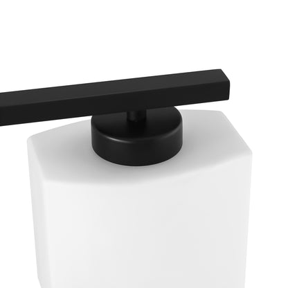YANSUN 40 in. 5-Light Black Modern Vanity Lights with White Rectangular Glass Shade for Bathroom Mirror or Dressing
