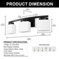 24 in. 3 Light Matte Black Modern Industrial Square Vanity Light for Bathroom with Curved Arms and Milk White Shades