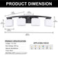 33.5 in. 4-Light Black Modern Square Vanity Light for Bathroom, Bedroom with Curved Arms and Milk White Glass Shades