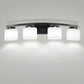 33.5 in. 4-Light Black Modern Square Vanity Light for Bathroom, Bedroom with Curved Arms and Milk White Glass Shades