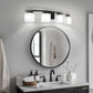 YANSUN 33.5 In. 4-Light Black Modern Square Vanity Light with Curved Arms and Milk White Glass Shades for Bathroom or Bedroom