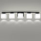 41 in. 5-Light Matte Black Modern Industrial Square Vanity Light for Bathroom with Curved Arms and Milk White Shades