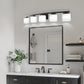 41 in. 5-Light Matte Black Modern Industrial Square Vanity Light for Bathroom with Curved Arms and Milk White Shades