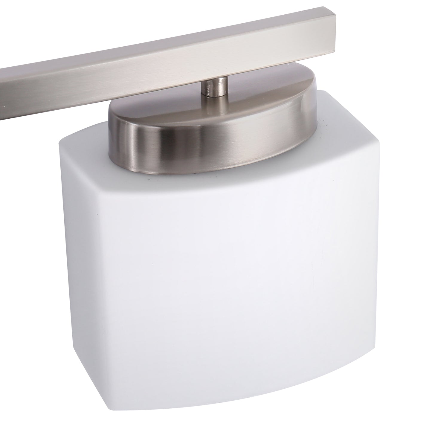 YANSUN 5-Light Nickel Curved Vanity Light with Milk Glass Shades, Non-Integrated Fixture, E26 Socket, Bathroom & Dressing Room Lighting