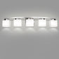 41 in. 5-Light Nickel Modern Square Vanity Light for Bathroom, Bedroom with Curved Arms and Milk White Glass Shades