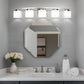 41 in. 5-Light Nickel Modern Square Vanity Light for Bathroom, Bedroom with Curved Arms and Milk White Glass Shades