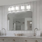 41 in. 5-Light Nickel Modern Square Vanity Light for Bathroom, Bedroom with Curved Arms and Milk White Glass Shades