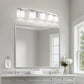 YANSUN 5-Light Nickel Curved Vanity Light with Milk Glass Shades, Non-Integrated Fixture, E26 Socket, Bathroom & Dressing Room Lighting