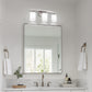 22 in. 3 Light Nickel Modern Cylinder Vanity Light for Bathroom, Bedroom with Curved Arms and Milk White Glass Shades