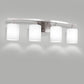28 in. 4-Light Nickel Modern Cylinder Vanity Light for Bathroom, Bedroom with Curved Arms and Milk White Glass Shades