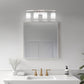 28 in. 4-Light Nickel Modern Cylinder Vanity Light for Bathroom, Bedroom with Curved Arms and Milk White Glass Shades