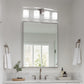 28 in. 4-Light Nickel Modern Cylinder Vanity Light for Bathroom, Bedroom with Curved Arms and Milk White Glass Shades