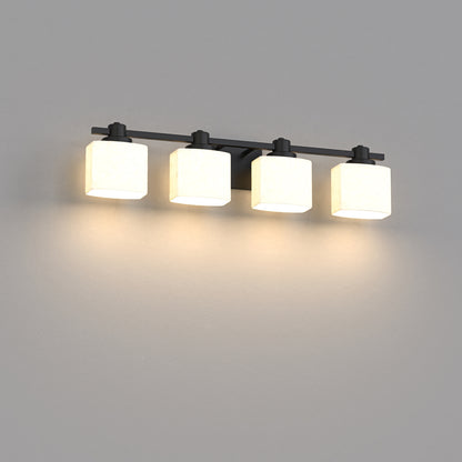 YANSUN 4-Light Vanity Mirror Light with Hand-Blown Opal Glass, Matte Black Finish, 30.7-Inch Length, Traditional Design