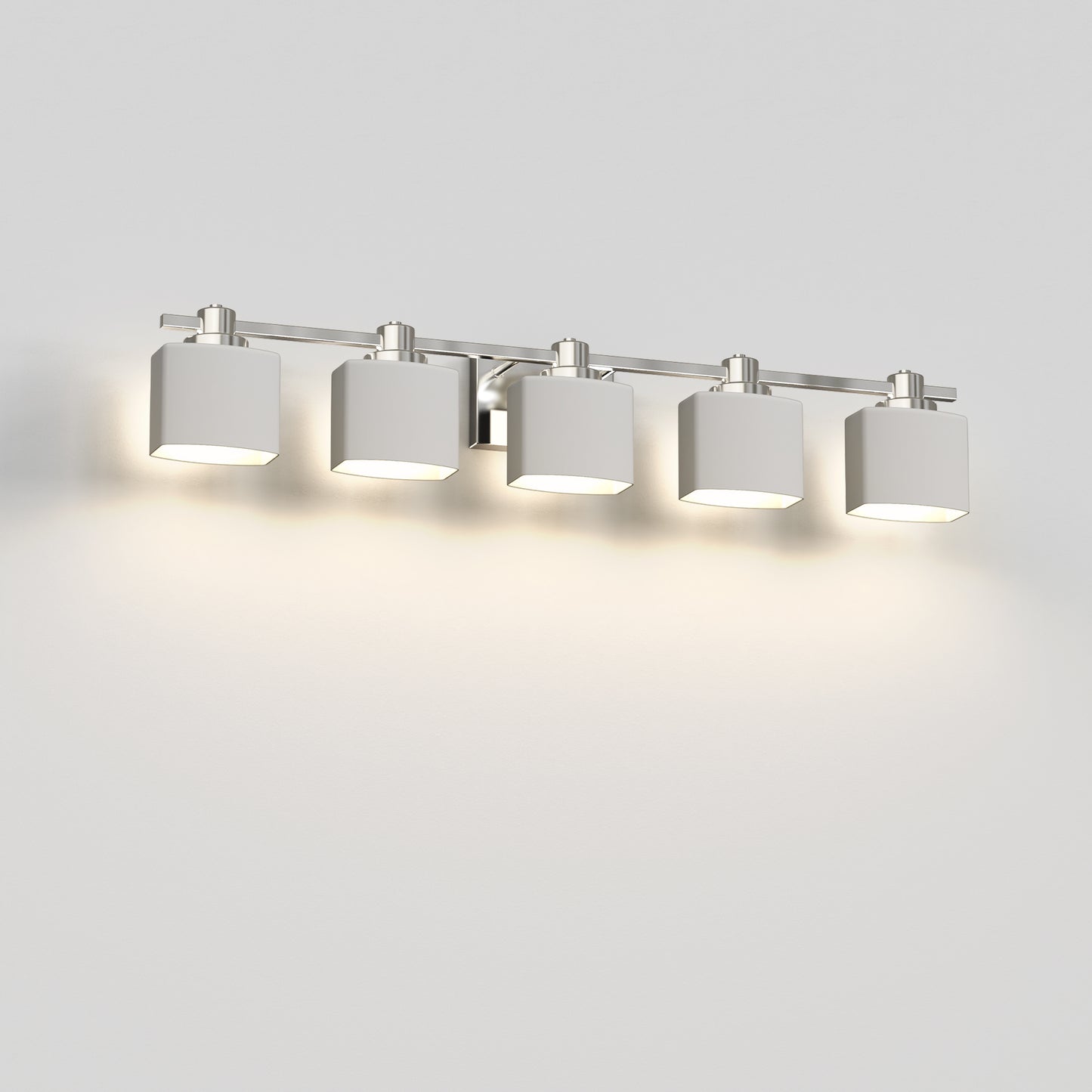 YANSUN 5-Light Vanity Mirror Light with Hand-Blown Opal Glass, Chrome Finish, 30.7-Inch Length, Traditional Elegance