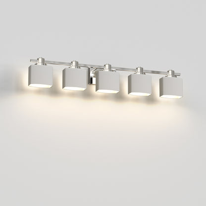 YANSUN 5-Light Vanity Mirror Light with Hand-Blown Opal Glass, Chrome Finish, 30.7-Inch Length, Traditional Elegance