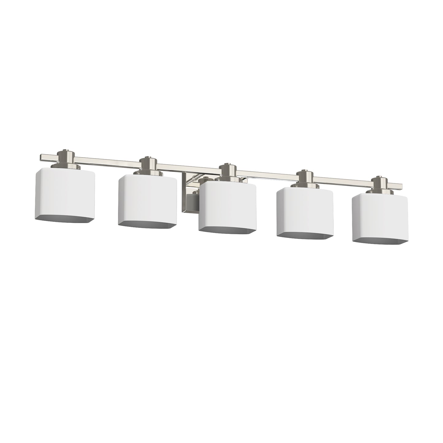YANSUN 5-Light Vanity Mirror Light with Hand-Blown Opal Glass, Chrome Finish, 30.7-Inch Length, Traditional Elegance
