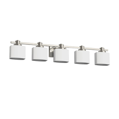 YANSUN 5-Light Vanity Mirror Light with Hand-Blown Opal Glass, Chrome Finish, 30.7-Inch Length, Traditional Elegance