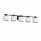YANSUN 5-Light Vanity Mirror Light with Hand-Blown Opal Glass, Matte Black Finish, 30.7-Inch Length, Modern Traditional