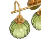 YANSUN 3-Light Vanity Mirror Light with Green Tulip Glass Shades, Brushed Copper Finish, 19.4-Inch Length, Traditional