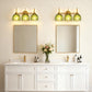 YANSUN 3-Light Vanity Mirror Light with Green Tulip Glass Shades, Brushed Copper Finish, 19.4-Inch Length, Traditional