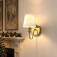 YANSUN 2-Pack 5.9 in. Indoor Wall Sconce Metal Horn with White Linen Shade Traditional E12 Base Non-Integrated Light