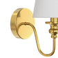 YANSUN 2-Pack 5.9 in. Indoor Wall Sconce Metal Horn with White Linen Shade Traditional E12 Base Non-Integrated Light